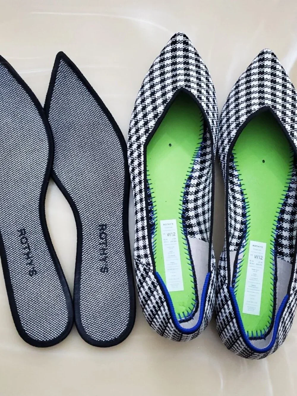 Rothy's The Point in Picnic Slip On Women's Ballet Comfort Gingham Flats Size 12